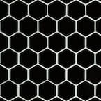 Black Hexagon 11.63 in. x 12.75 in. x 6 mm Glossy Porcelain Mosaic Tile (14.4 sq. ft. / case)