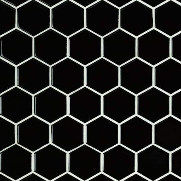 MSI Retro Black Hexagon 11.63 in. x 12.75 in. Matte Porcelain Floor and Wall Tile (14.4 sq. ft./Case)