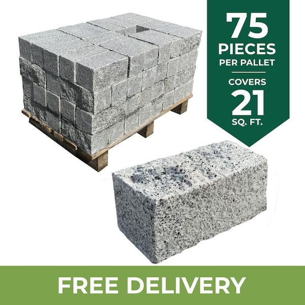 Cobblestone Paver ISP 9 in. x 4.5 in. x 4.5 in. Cut Gray Granite Edging (75-Pieces/56.25 lin. ft. /Pallet)