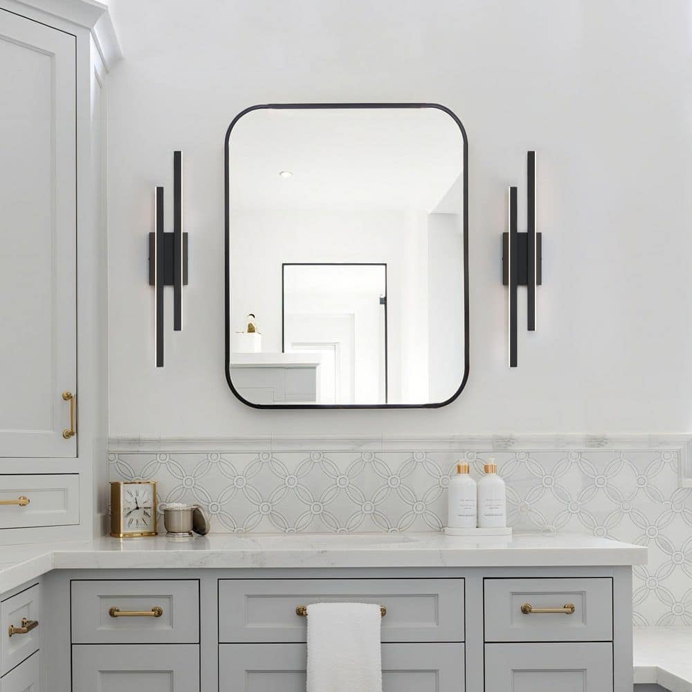 Washington 24 in. 2-Light Spray Paint Black Modern LED Vanity Light w/ 3-CCT Adjustable Switch price history on PriceWatchPro