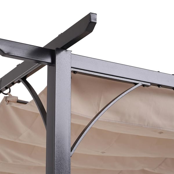 7.5 ft. H Retractable Canopy Cover Steel Frame Classic Pergola Gazebo