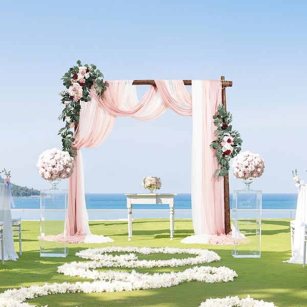 Artificial Wedding Arch Flowers Kit, Pink Arch Flowers with Drapes Kit (Pack of 5)-2 Pcs Floral Arrangement, 2025 update