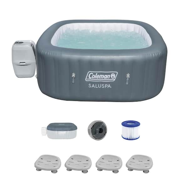 Coleman 6-Person 114 AirJet Square Hot Tub with 4-Pack of Bestway SaluSpa Spa Seat