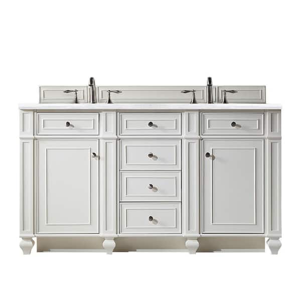 James Martin Vanities Bristol 60 in. W x 23.5 in. D x 34 in. H Bath Vanity in Bright White with Acrylic Top in Arctic Fall