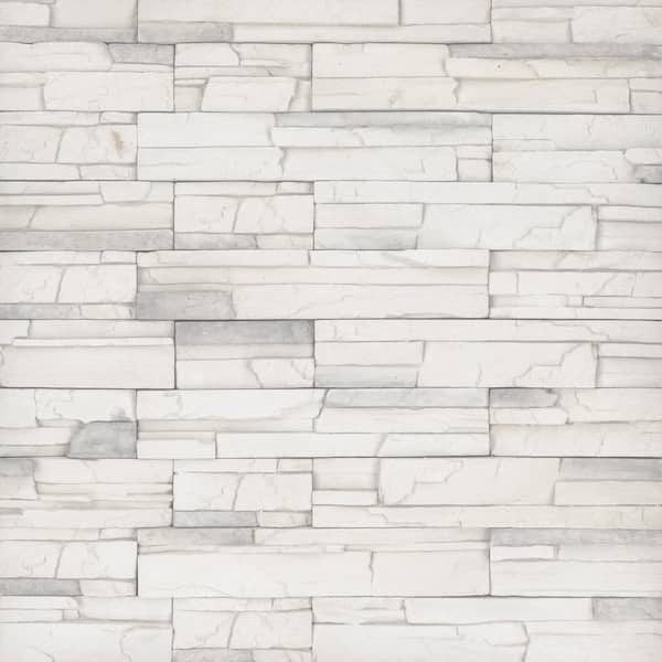 Earthecho 9 in. W x  in. L Natural Feather White Manufactured Stone Flat Siding