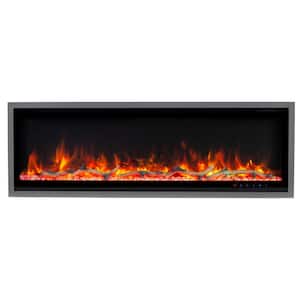 Commercial Series 55 in. Smart, Wall Mount, Grey Frame, Smart, Electric Fireplace, 50 in. Grey