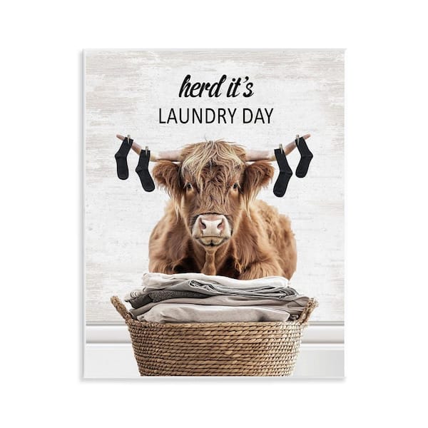 Laundry Cattle with Hanging Socks by Lettered and Lined Unframed Typography Graphic Art Print 14 in. x 11 in.