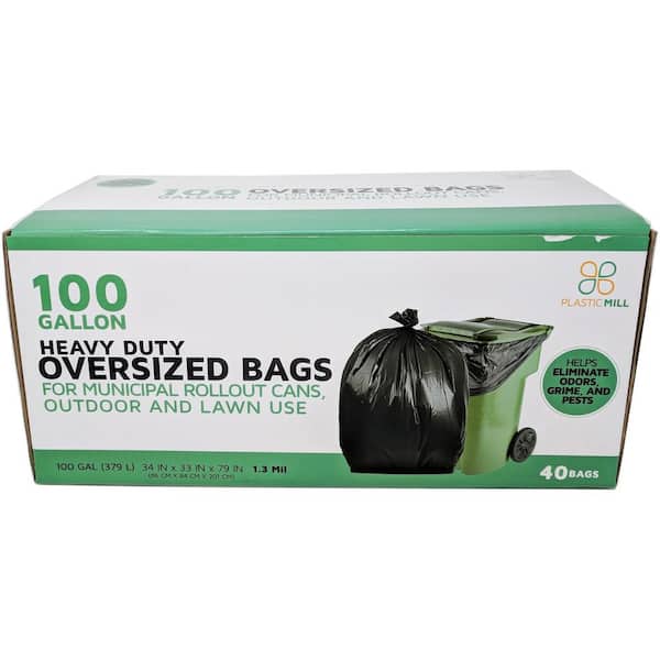 67 in. W x 79 in. H. 100 Gal. 1.3 mil Black Trash Bags (40-Count)