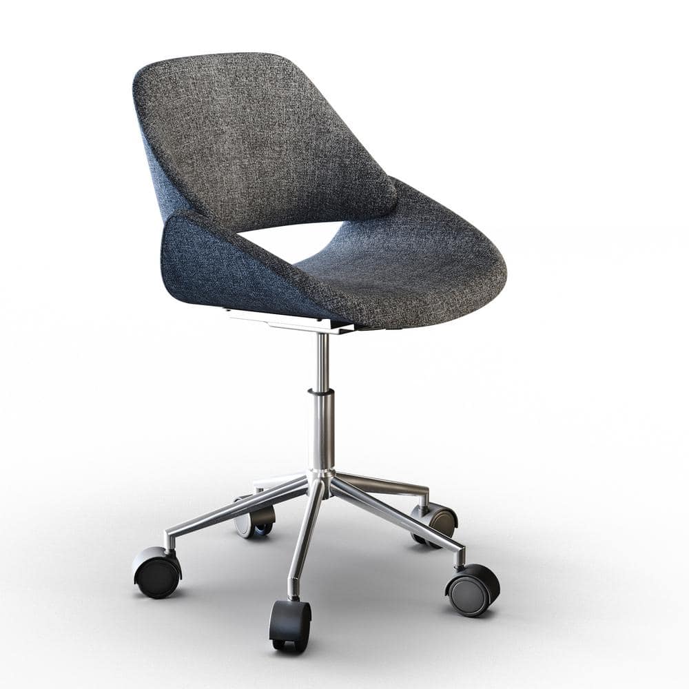 Gray Fabric Swivel Executive Office Chair with Chrome Base