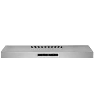 30 in. Under Cabinet Range Hood in Stainless Steel with Aluminum Mesh Filters, LED lights, Digital Touch Screen Control