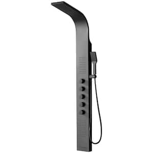 Dual 4-in-One 2-Jet Shower Panel Tower System With Rainfall Waterfall Shower Head,and Massage Body Jets in Matte Black