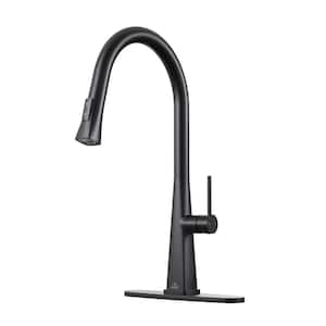 Single Handle Pull-Down Sprayer Kitchen Faucet with Advanced Spray, Pull Out Spray Wand, Deckplate in Matte Black