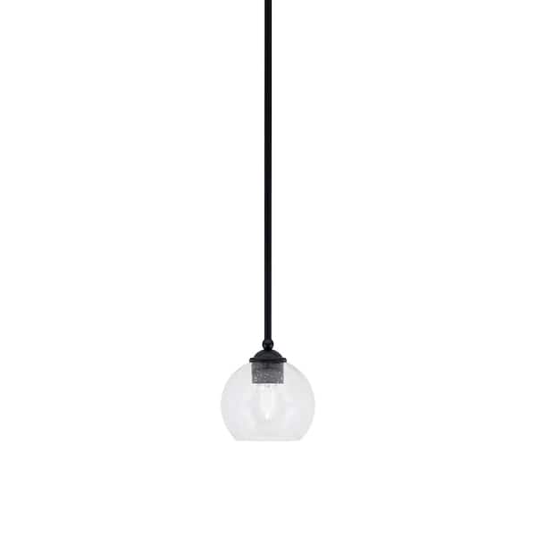 Unbranded Clevelend 100-Watt 1-Light Black Pendant Mini Pendant Light with Clear Bubble Glass Shade Light Bulb Not Included