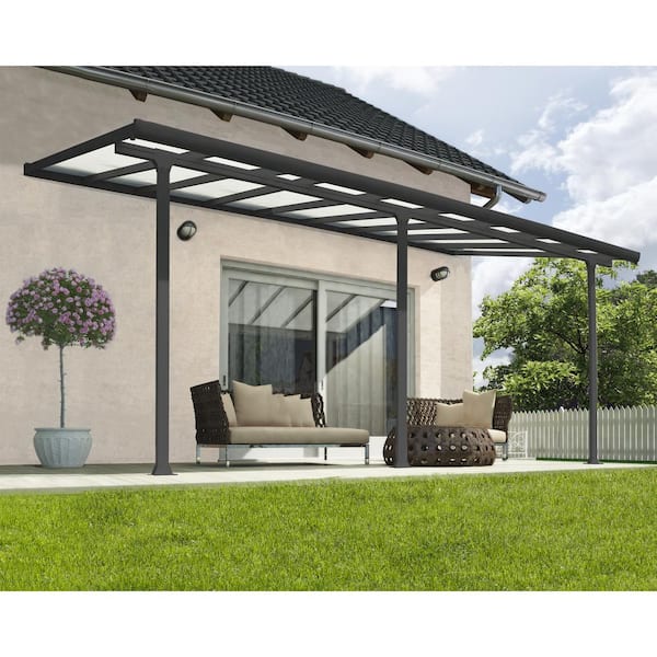 CANOPIA by PALRAM Feria 10 ft. x 18 ft. Gray/Clear Aluminum Patio Cover