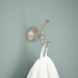 Esato Double Towel Hook Bath Hardware Accessory in Brushed Nickel