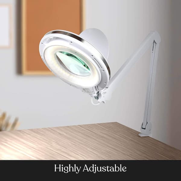 LED Magnifying Lamp with Dimmer and Adjustable Bench Clamp - 2.25x