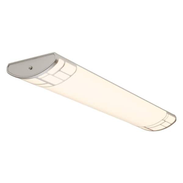 Commercial Electric Millie 46 in. x 10 in. Satin Nickel Indoor 4500 Lumens Dimmable 5CCT Selectable LED Flush Mount Ceiling Light