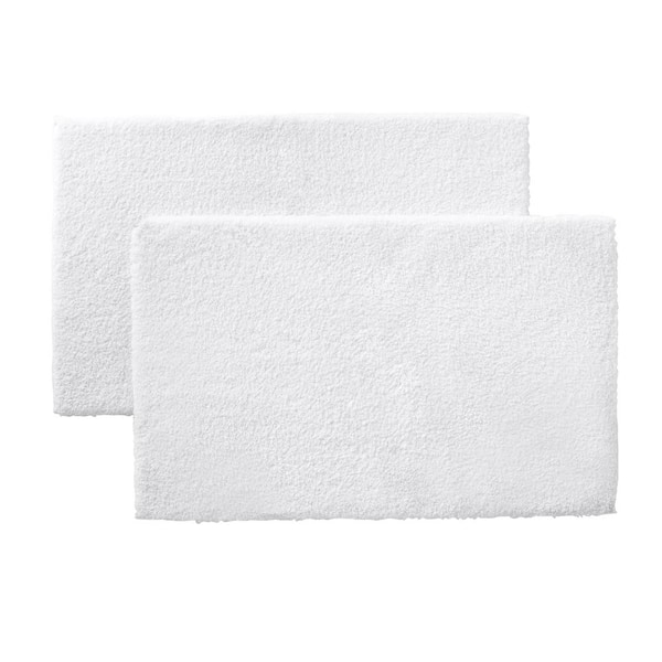 Home Decorators Collection White 21 in. x 34 in. Microplush Non-Skid Bath Rug (Set of 2)