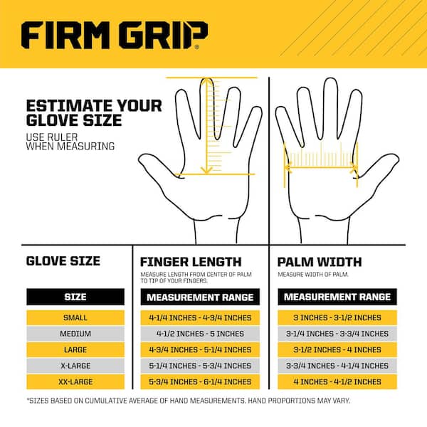 size chart mechanix gloves size large