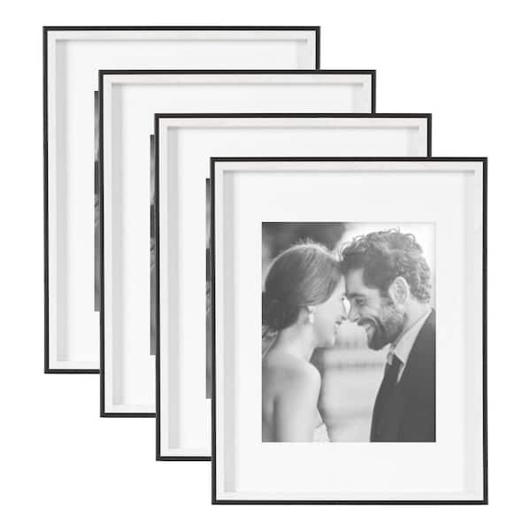 Kate and Laurel Gibson 11 in. x 14 in. matted to 8 in. x 10 in. White/Black Picture Frame (Set of 4)