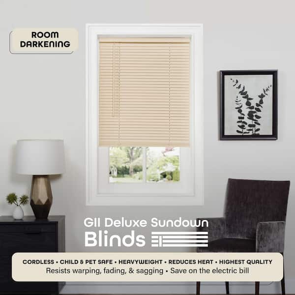 Achim GII Deluxe Sundown 1-in Slat Width 46-in x 64-in Cordless Alabaster Vinyl Room Darkening Mini Blinds Achim GII Deluxe Sundown 1-in Slat Width 46-in x 64-in Cordless Alabaster Vinyl Room Darkening Mini Blinds