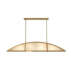 Breegan Jane by Savoy House Legacy 4-Light Warm Brass Linear Chandelier with Natural Alabaster Shade