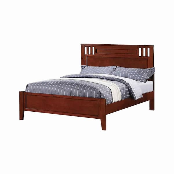 Benjara Brown Wooden Frame FullPlatform Bed with Mesmerising Spread and Square Shape
