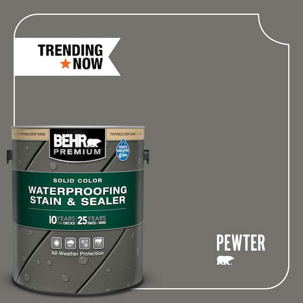 BEHR PREMIUM 1 gal. #SC-131 Pewter Solid Color Waterproofing Exterior Wood Stain and Sealer