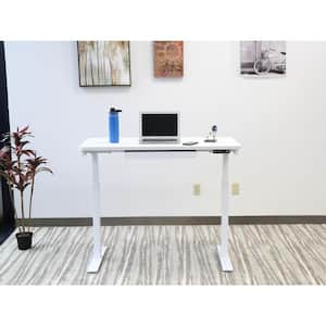 48 in. Rectangular White 1 Drawer Standing Desk with Adjustable Height Feature