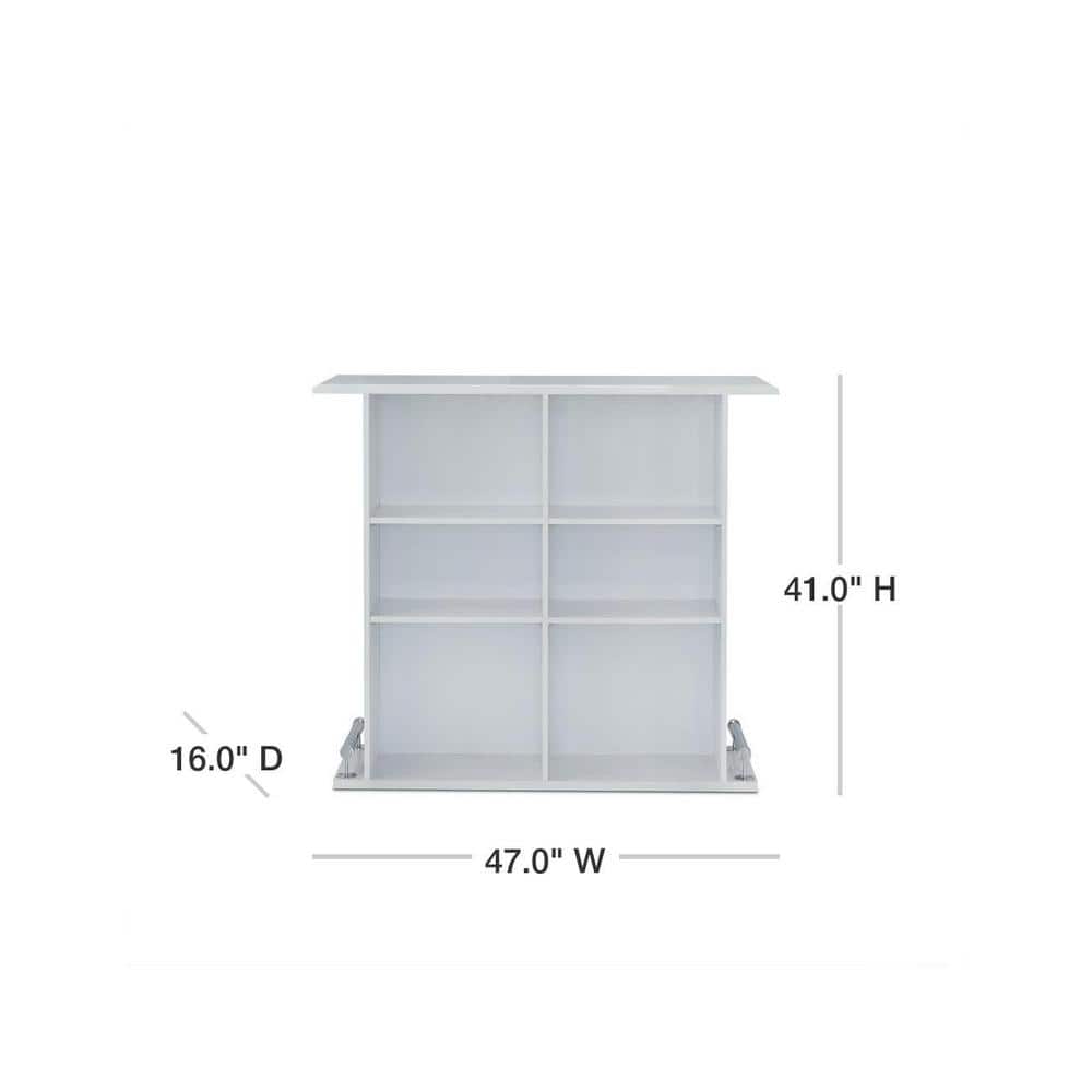 Kite High Gloss White Wooden Bar Table with Metal Footrest