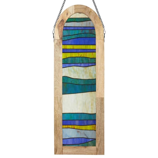 River of Goods Oversized Geometric Waves Cathedral Panel Stained Glass Window Panel