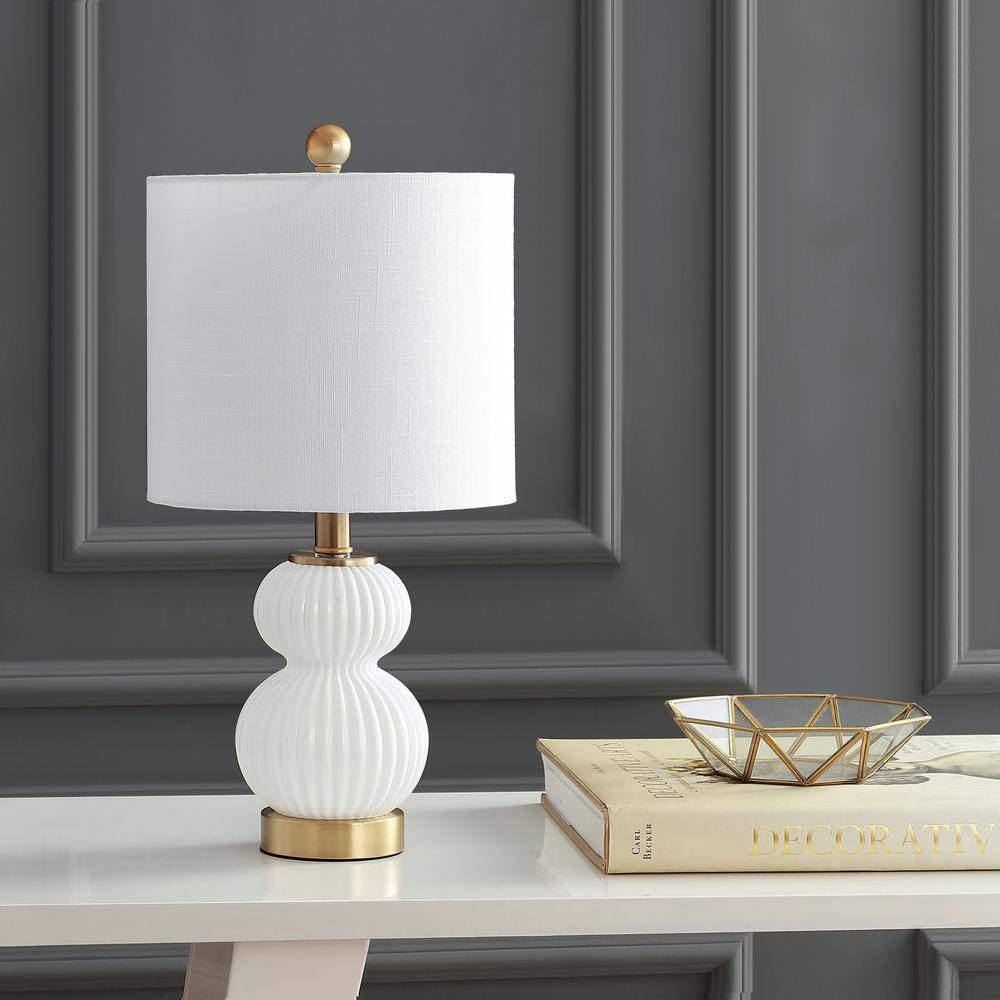 Daphne 20" White and Brass Ribbed Metal Table Lamp