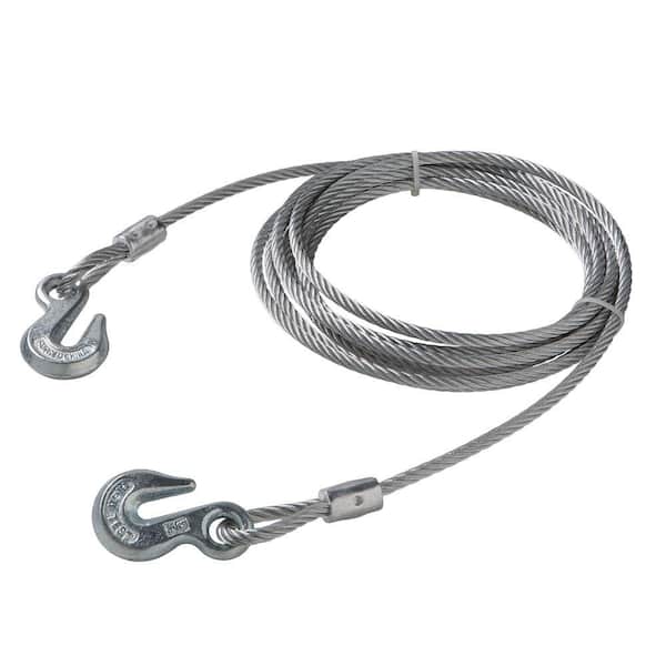 5/16 in. x 20 ft. Galvanized Uncoated Steel Wire Rope with Grab Hooks