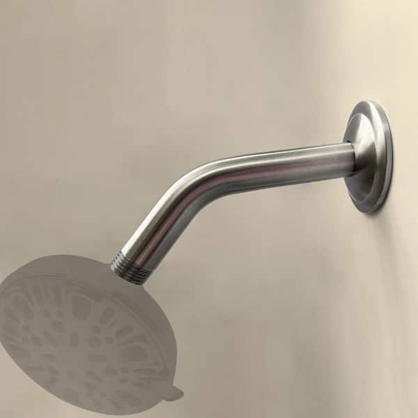 1/2 NPT x 4.8 in. Round Wall Mount Shower Arm with Sure Grip Flange in Brushed Nickel (1-Pack)