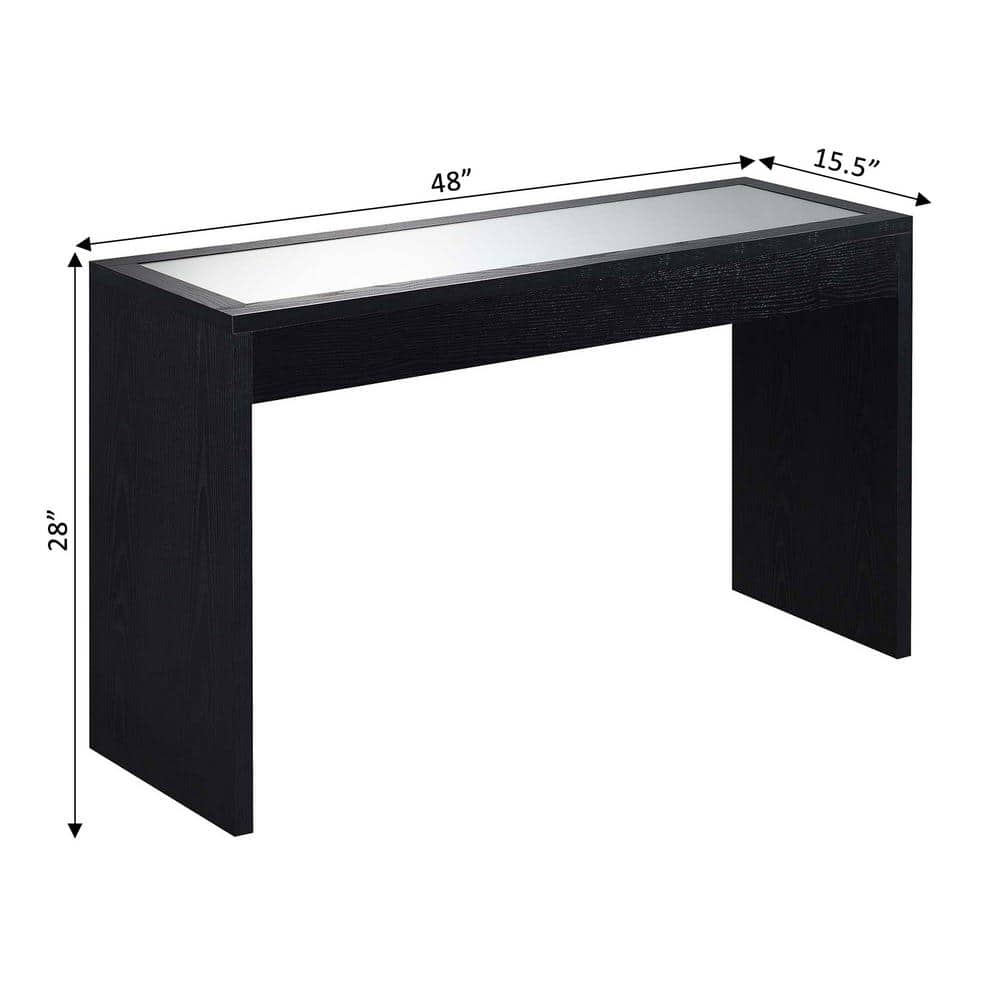 Elegant Northfield Black Mirrored 48'' Console Table with Glass Inlay