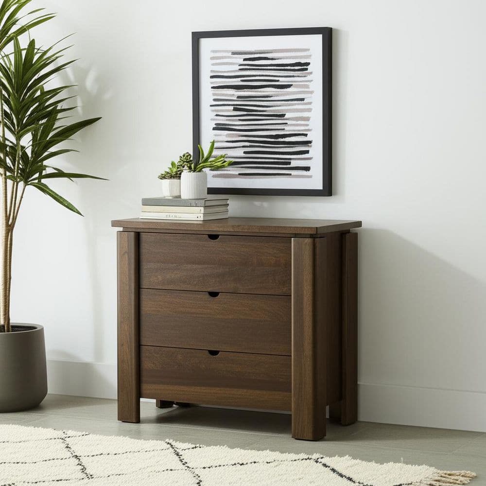 m a ダークブラウン36 HomeRoots 36 in. Dark Brown Solid Wood Accent Cabinet With Three
