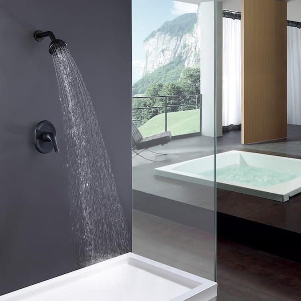 3-Spray Patterns 3.89 in. Wall Mount Fixed Shower Head Set in Matte Black 3-Spray Patterns 3.89 in. Wall Mount Fixed Shower Head Set in Matte Black