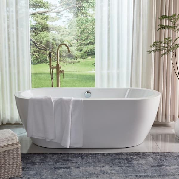 Cergy 67.7 in. Acrylic Flatbottom Freestanding Bathtub in White