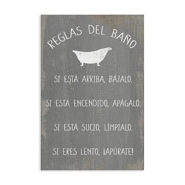 Stupell Industries Bathroom Rules by Lil' Rue Gallery Wrapped Unframed Typography Graphic Art Print 30 in. x 20 in.