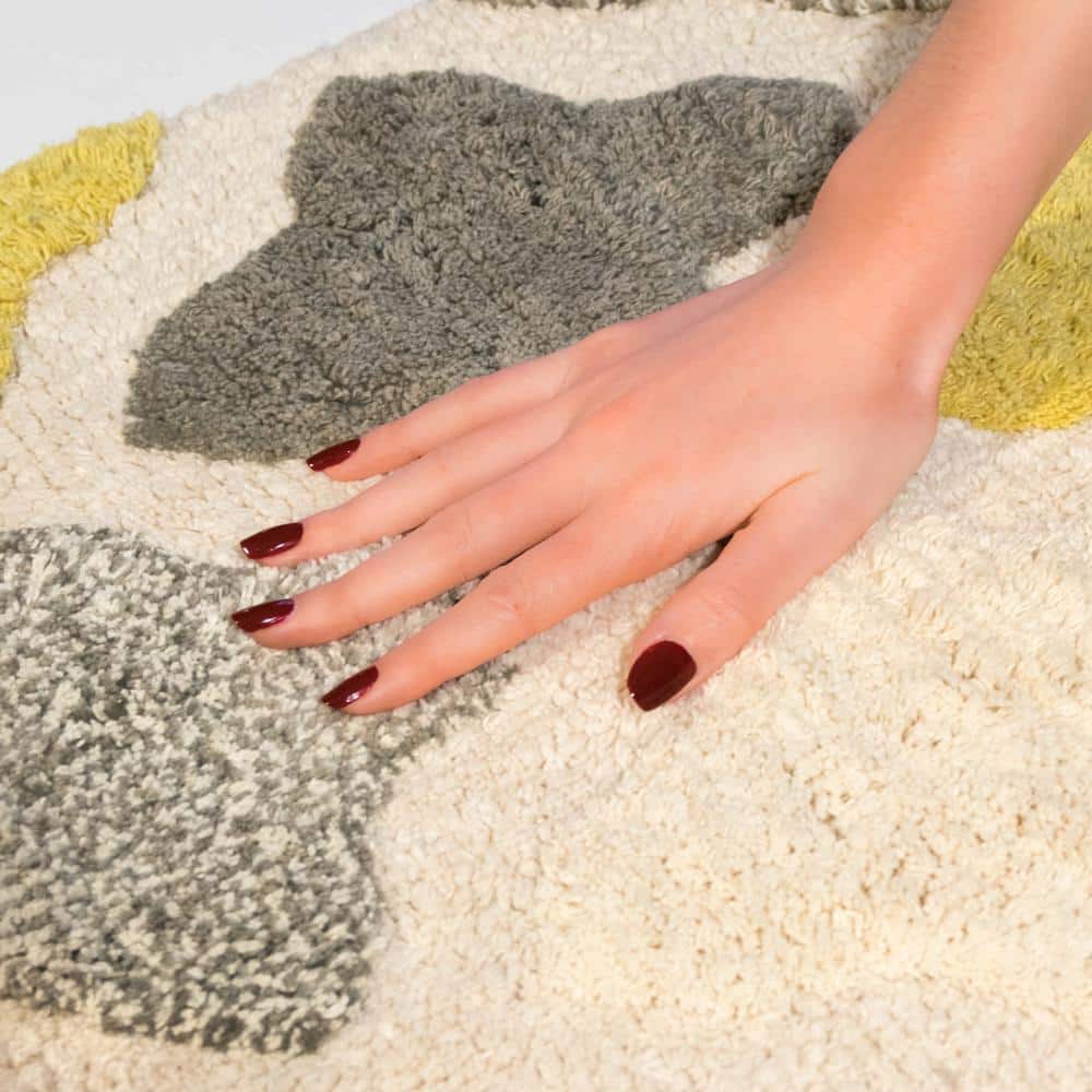Yellow and Gray Cotton Moroccan Tile Bath Rug Set