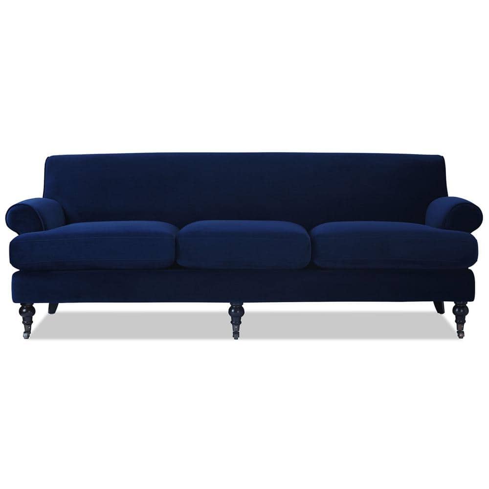 Alana Navy Blue Velvet Lawson Sofa with Removable Cushions