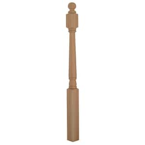 Stair Parts 4040 48 in. x 3 in. Unfinished Red Oak Ball Top Newel Post for Stair Remodel