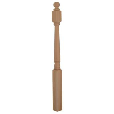 Stair Parts 4040 48 in. x 3 in. Unfinished Poplar Ball Top Newel Post ...