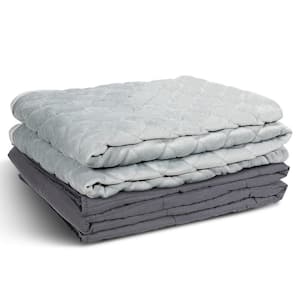 Grey 100% Cotton with Super Soft Crystal Cover 48 in. x 72 in.15 lbs. Weighted Blanket