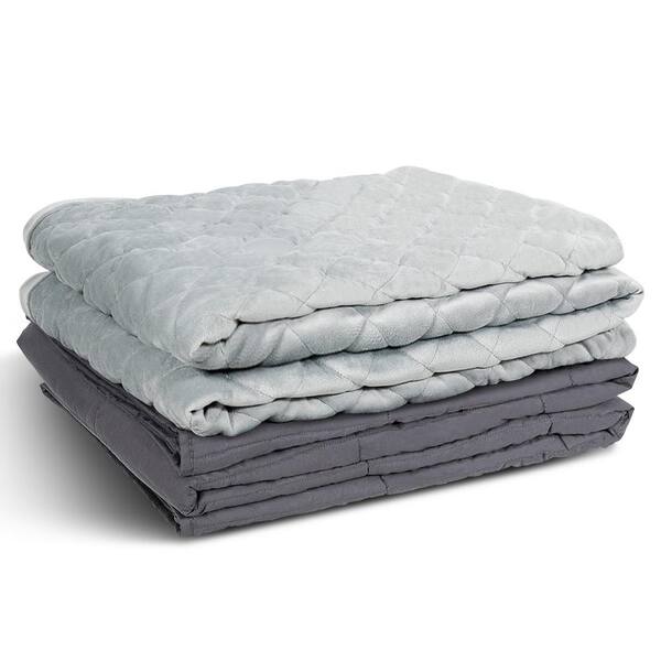 Costway Grey Soft 100% Cotton 60 in. x 80 in. 15 lbs. Weighted Blanket