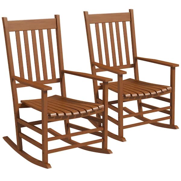 Outsunny Teak Wood Outdoor Rocking Chair