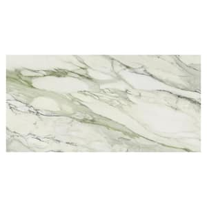 Splendor 24 in. x 48 in. Polished White with Sage Green Vein Porcelain Wall and Floor Tile (15.42 sq. ft./case)-2 Pack