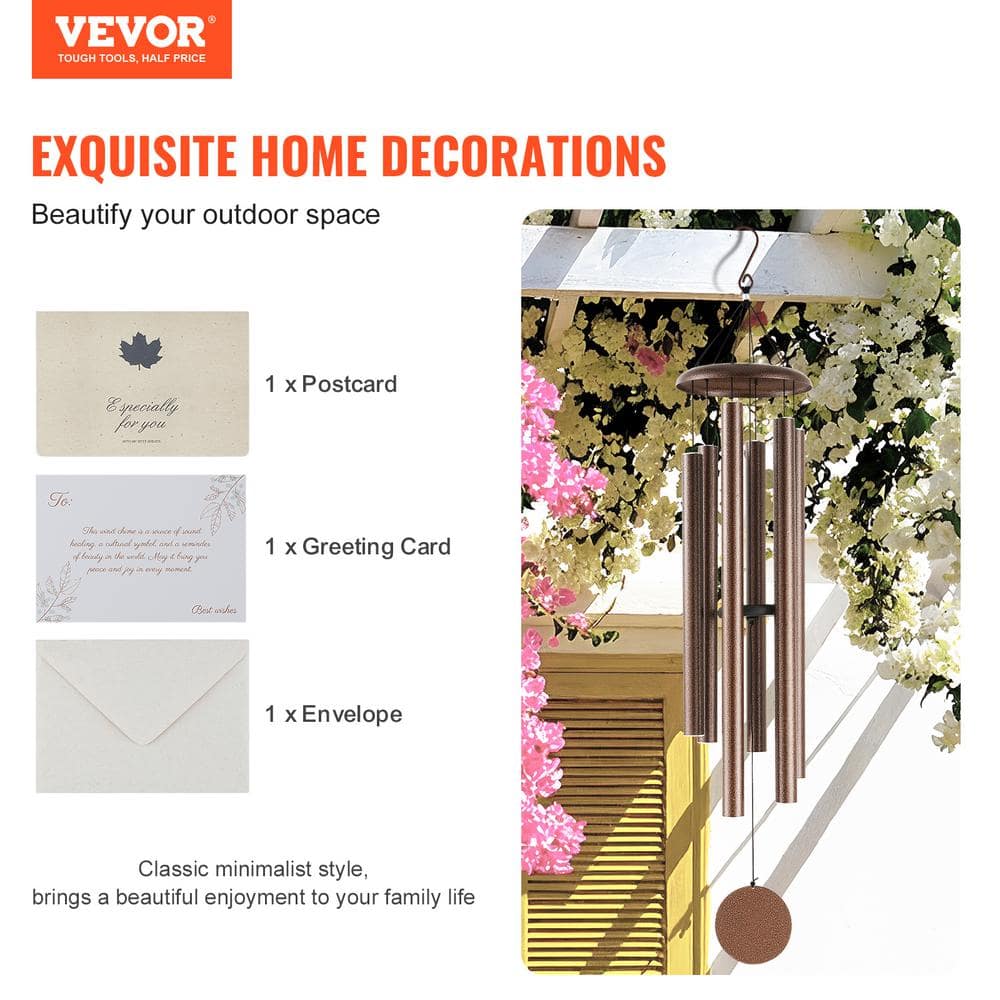 50-Inch Bronze Aluminum Deep Tone Memorial Wind Chimes