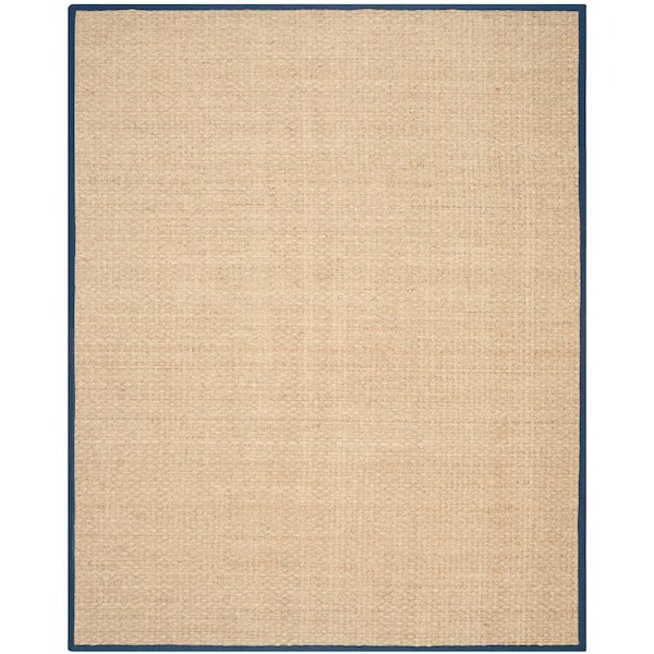 Natural Fiber Natural/Blue 9 ft. x 12 ft. Border Woven Area Rug