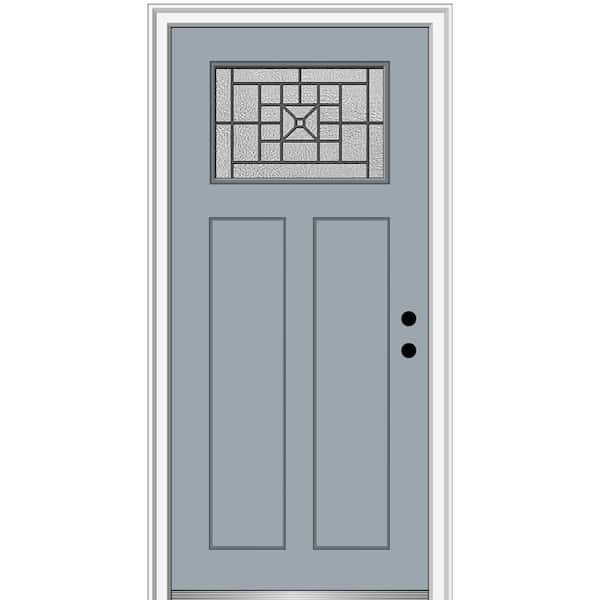 MMI Door 32 in. x 80 in. Courtyard Left-Hand 1-Lite Decorative Craftsman Painted Fiberglass Prehung Front Door, 6-9/16 in. Frame